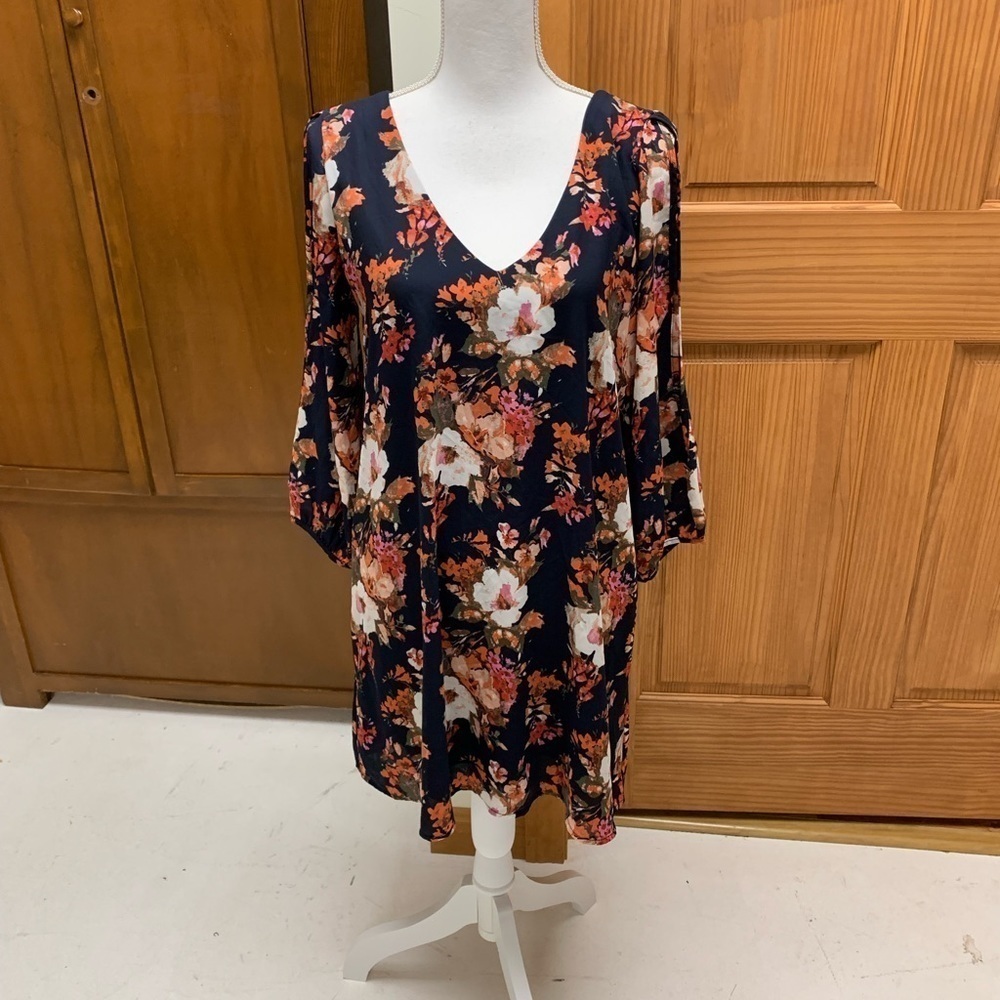 Lulu’s boho sheath floral cold shoulder mini above knee dress Med  L33in